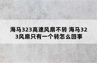 海马323高速风扇不转 海马323风扇只有一个转怎么回事